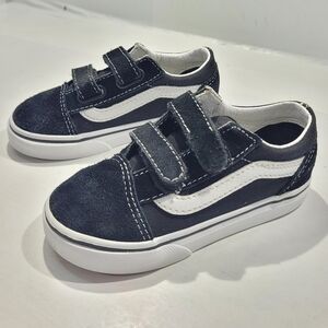VANS TODDLER KIDS OLD SKOOL V SHOE SIZE 8 BLACK/WHITE